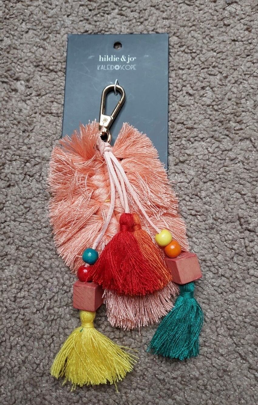 NWT Hildie & Jo Daydream Kaleidoscope Tassle Beaded Keychain multicolor